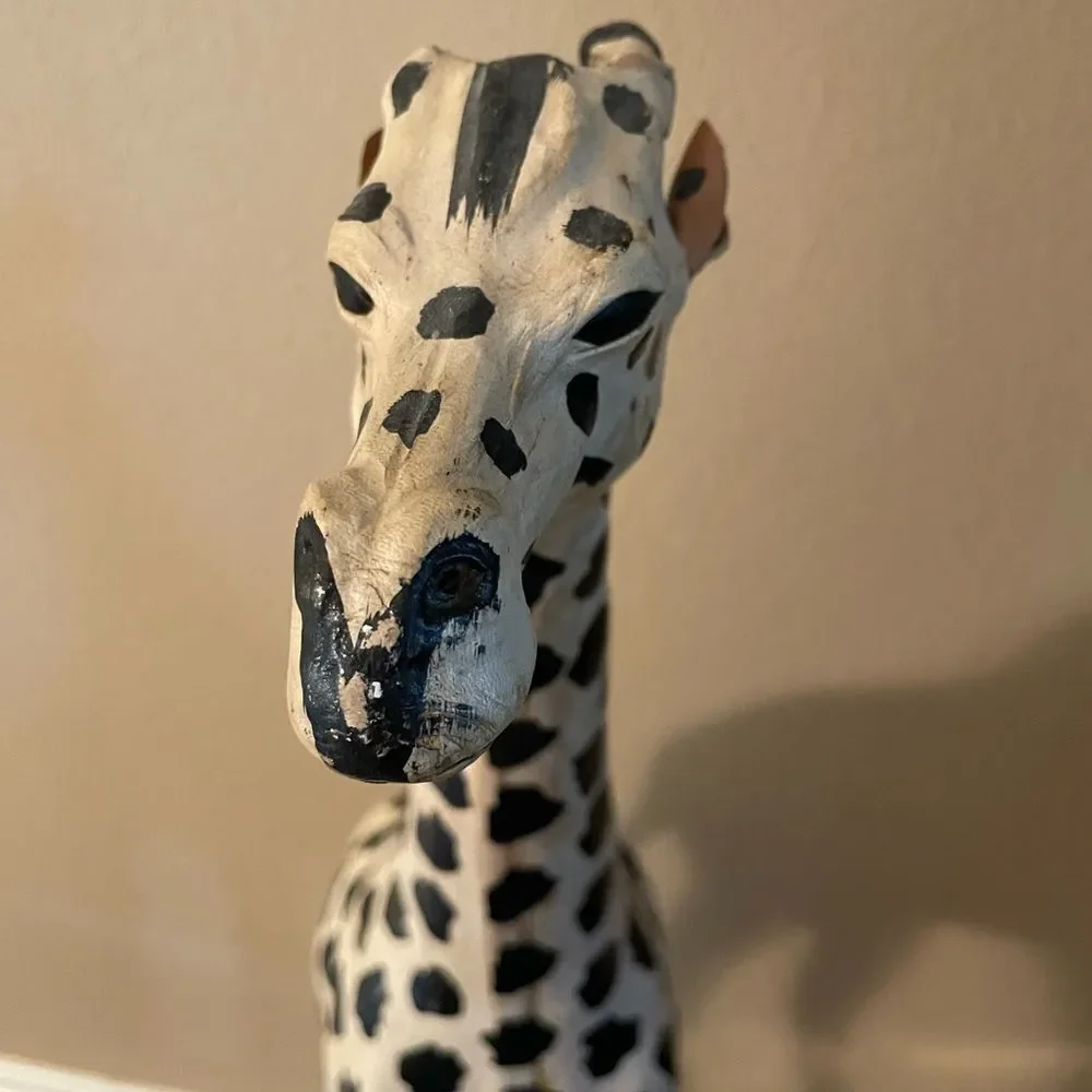 Giraffe Leather Wrapped Old 19 inches Tall Decorative Giraffe